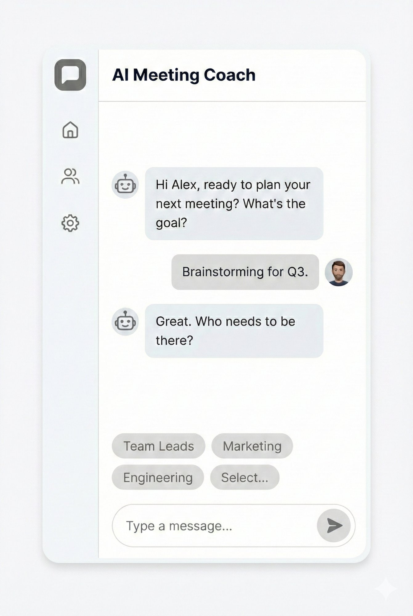 AI Meeting Coach — chatbot interface for meeting planning